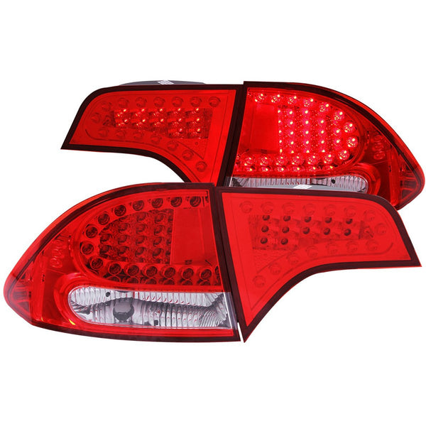 Honda Civic 06-08 4 Dr 4 Pcs L.e.d T.l Red/clear