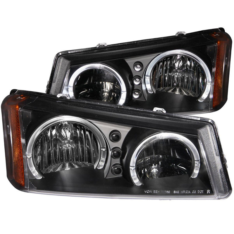 Cv Silverado 03-06  H.l Black 2 Halo With Led