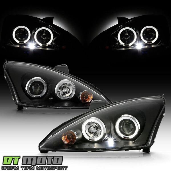 Ford Focus 00-04 Projector H.l Halo Black Clear With Led