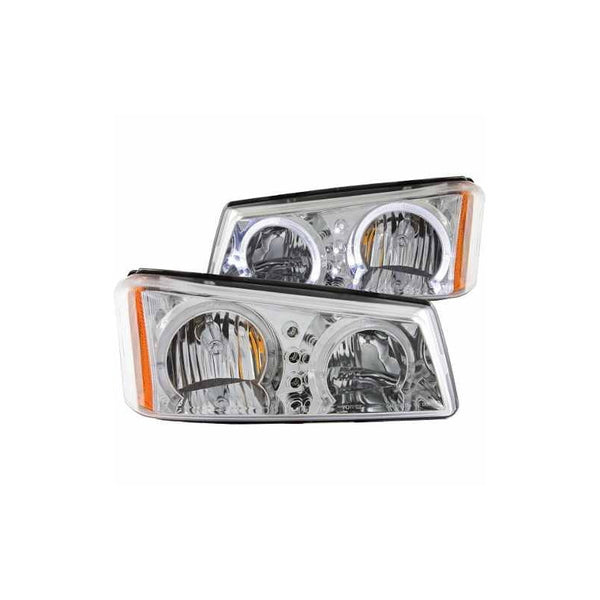 Cv Silverado 03-06  H.l Chrome 2 Halo With Led