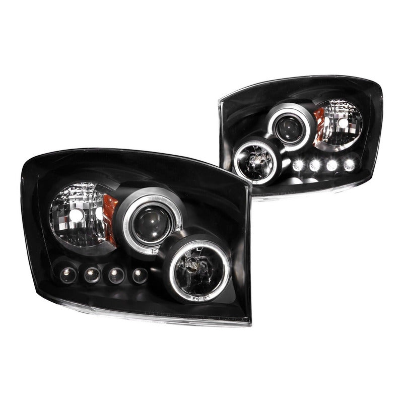 Dodge Ram 06-07 Projector H.l Halo Black Clear Amber