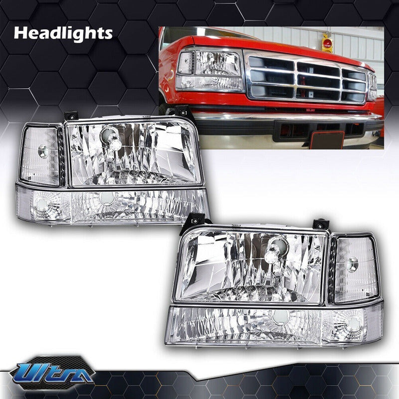 Ford F150 F-150 1992-1996 Par De Faros Y Cuartos Claros