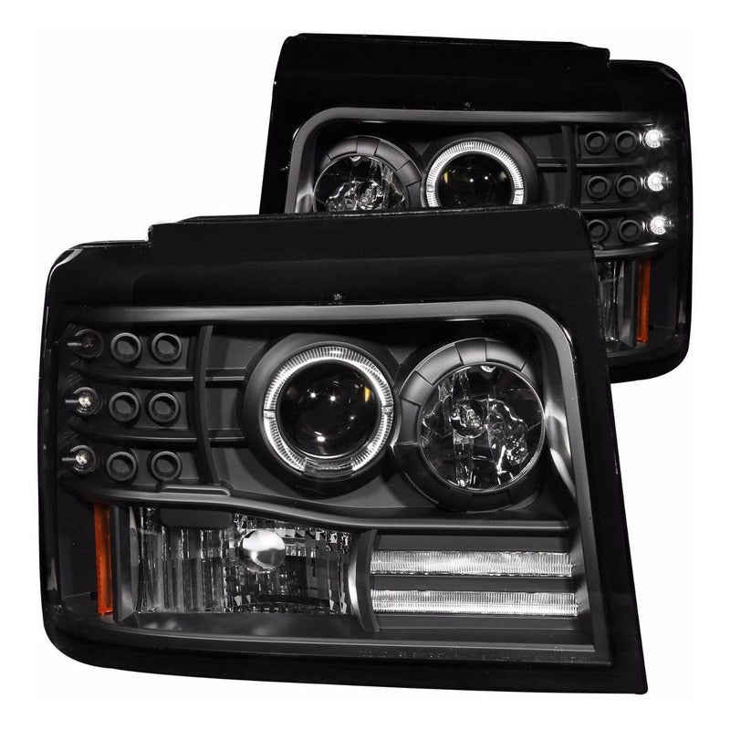 Ford Bronco F-150 92-96 Faros Negros Projector Par