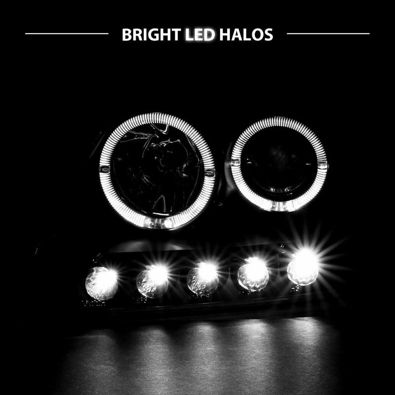 Ford F-150 F150 1997-2003 Par De Faros Negros Halo