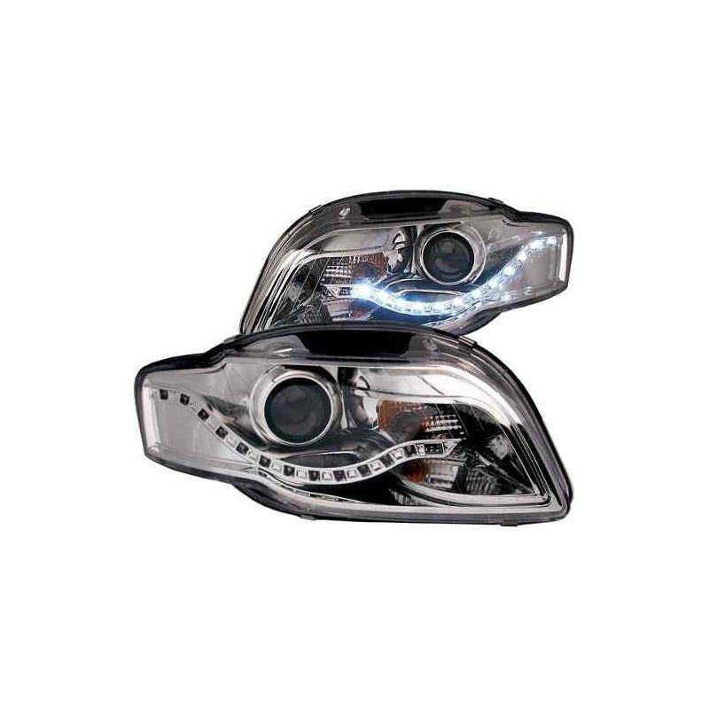 Audi A4 05-09 Faros De Projector Cromados(r8 Led Style)