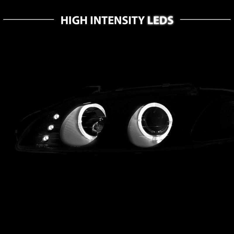 Mitsubishi Eclipse 1997-1999 Par De Faros 2 Halos Negros