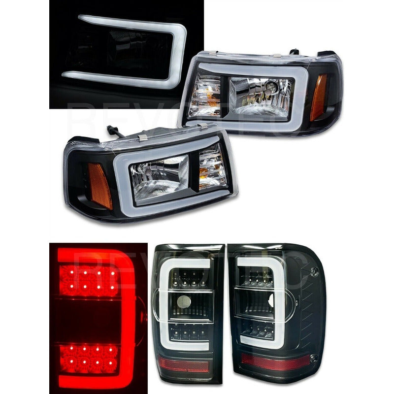 Ford Ranger 2001-2011 Par Faros Y Par Calaveras Led Negros