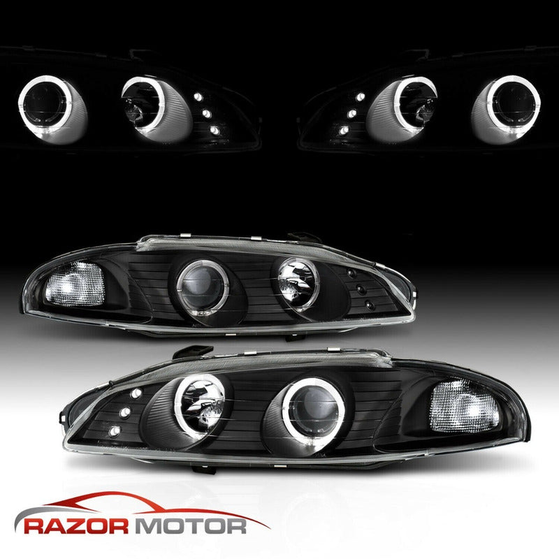 Mitsubishi Eclipse 1997-1999 Par De Faros 2 Halos Negros