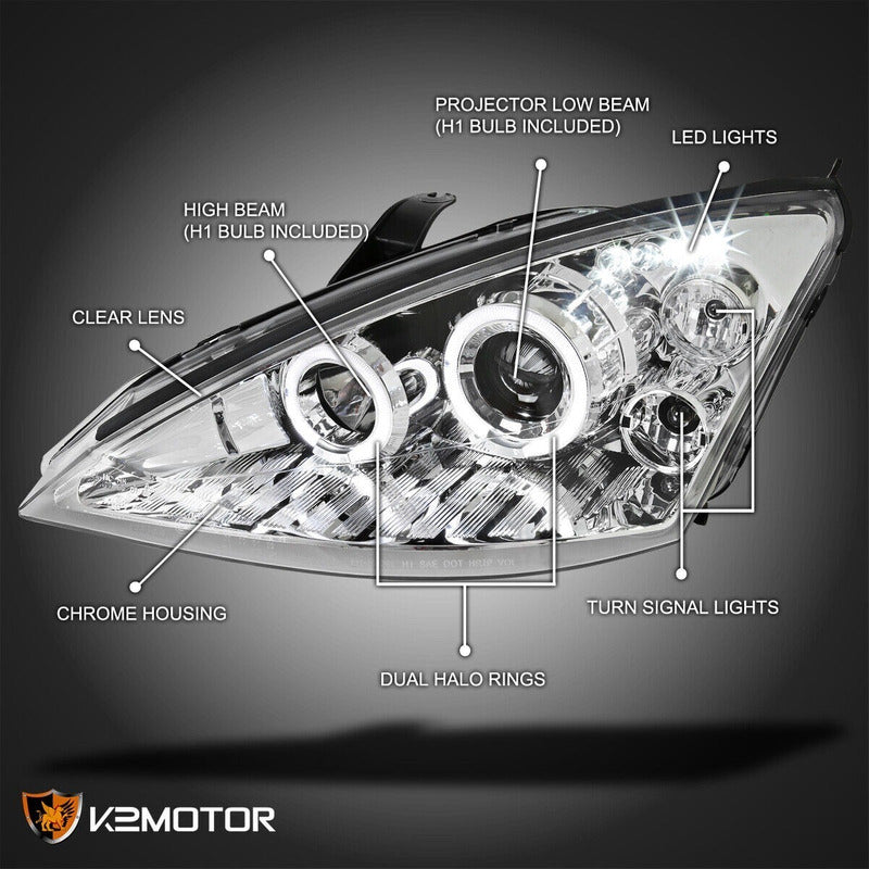 Ford Focus 2002-2004 Par De Faros Projector Cromados