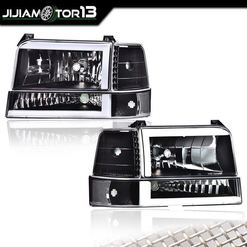 Ford Bronco F-150 92-96 Par Faros Cuartos Negros Led