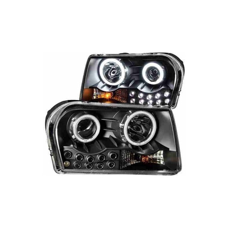 Chrysler 300 05-10 Faros Projector Halo Led Negros/claros