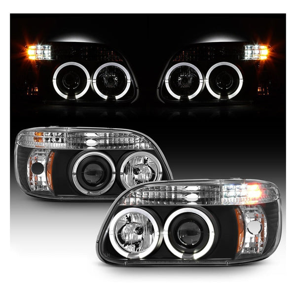 Ford Explorer 95-01 Par De Faros Negros Halo