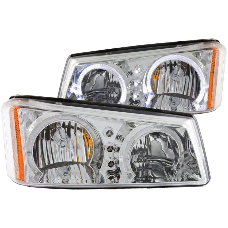 Cv Silverado 03-06  H.l Chrome 2 Halo With Led