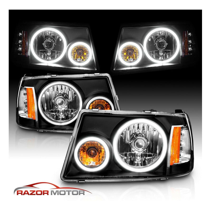 Ford Ranger 2001-2011 Faros Y Cuartos Negros Halo