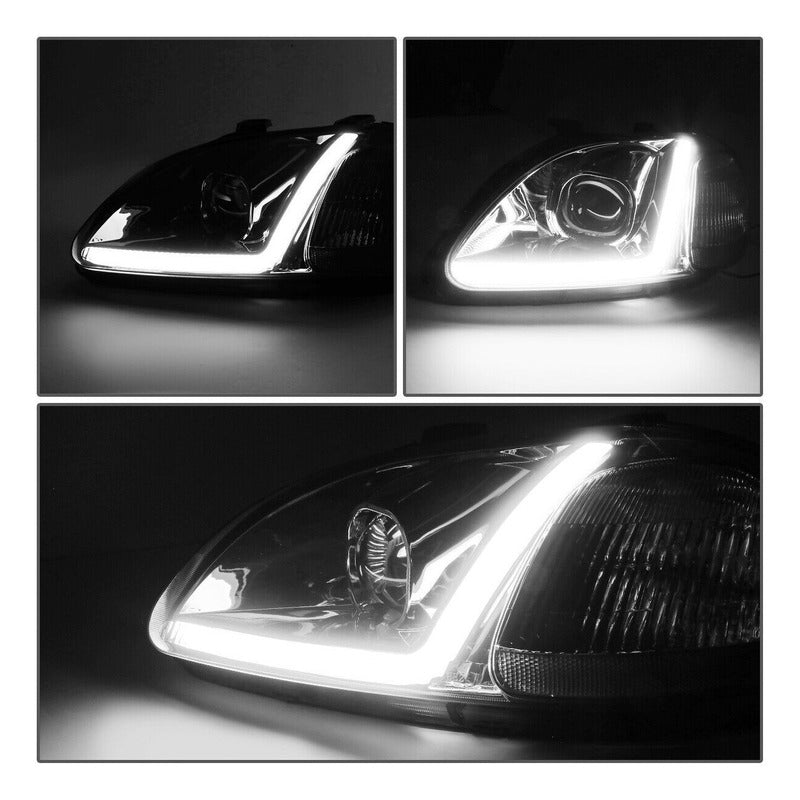 Honda Civic 1996-1998 Par De Faros Led Cromados
