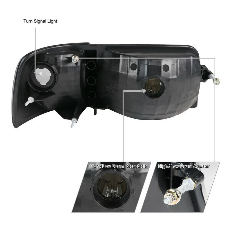 Ford Ranger 1993-1997 Faros Y Cuartos Negros