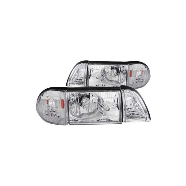 Fd Mustang 87-93 Crystal H.l Chrome Set W/corner,parking