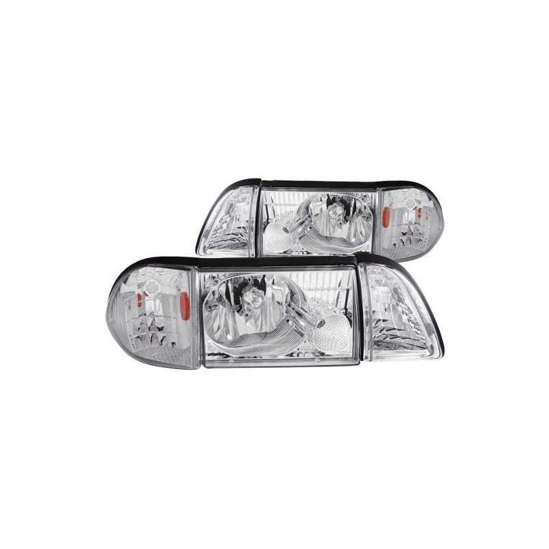 Fd Mustang 87-93 Crystal H.l Chrome Set W/corner,parking