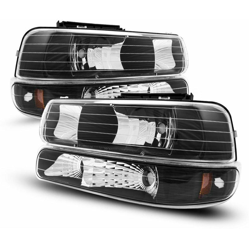Silverado Tahoe 1999-2002 Faros Y Cuartos Negros