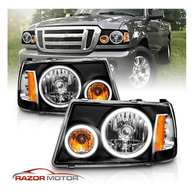 Ford Ranger 2001-2011 Faros Y Cuartos Negros Halo