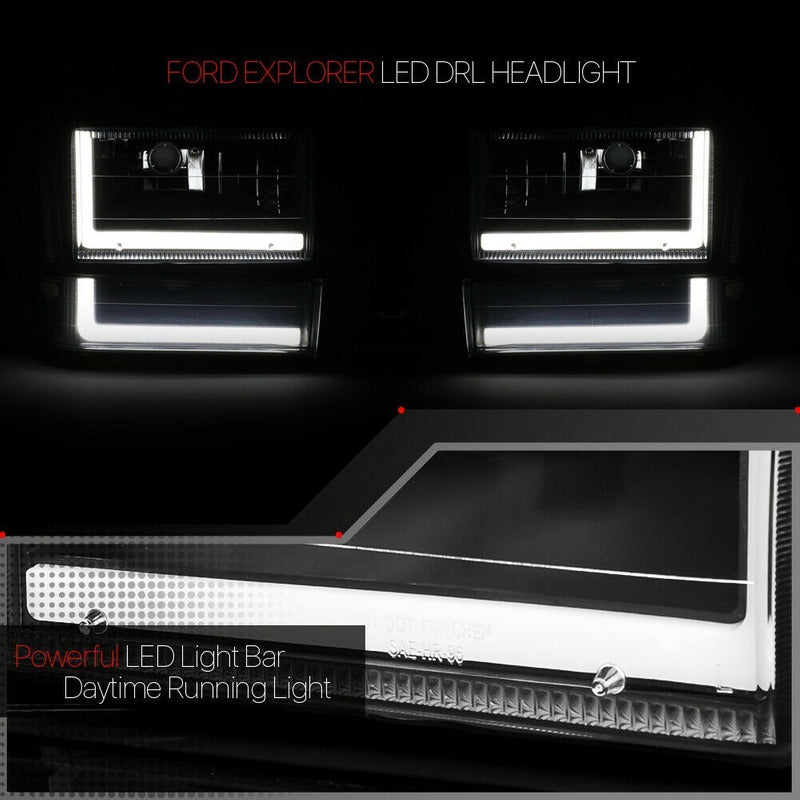 Ford Explorer 1991-1994 Faros Y Cuartos Negros Led