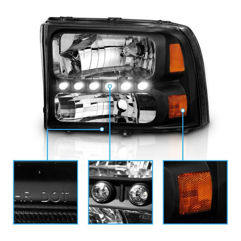 Ford Excursion F250 Super Duty 1999-2004 Led  Faros Negros