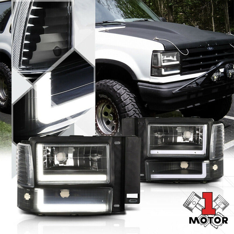 Ford Explorer 1991-1994 Faros Y Cuartos Negros Led