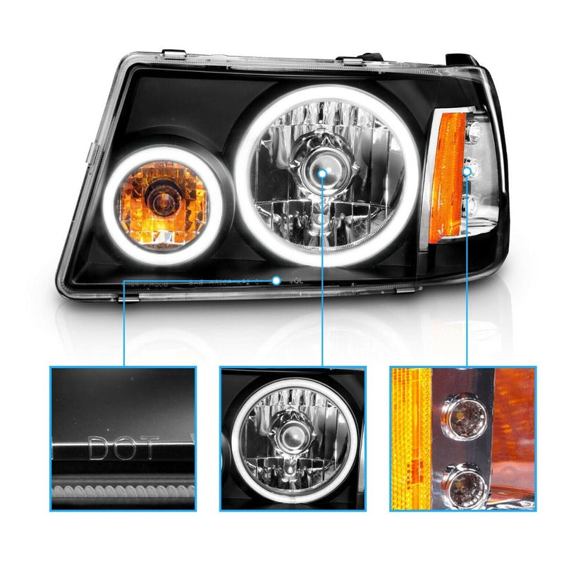 Ford Ranger 2001-2011 Faros Y Cuartos Negros Halo