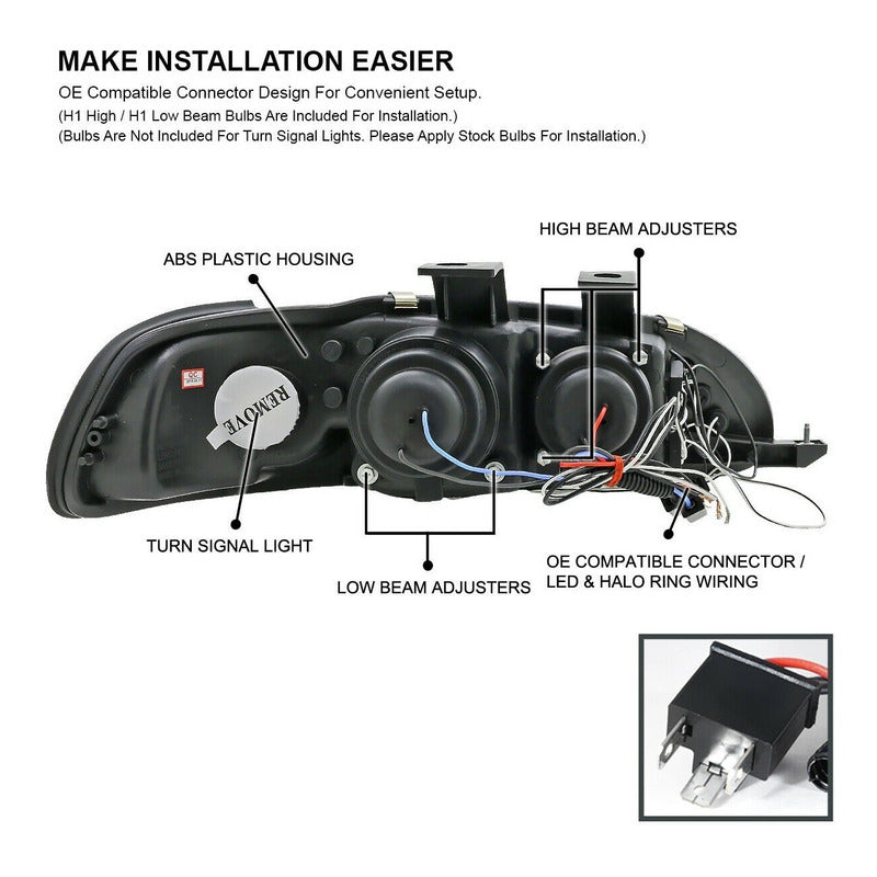 Hd Civic 92-95 2/3 Dr 1 Pc Projector H.l Halo Black Led